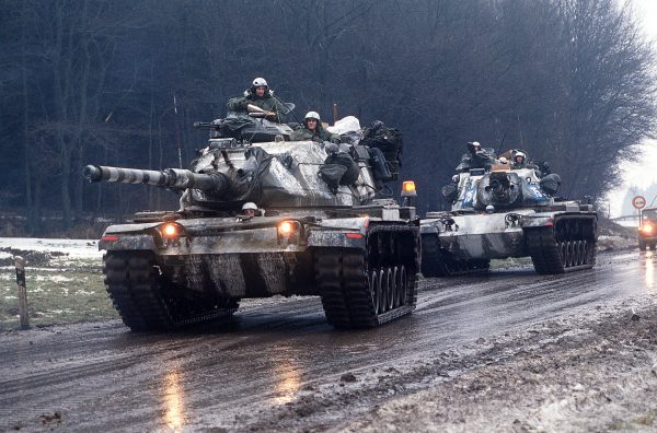 Two M60A3TTSs of the US Army near Giessen, West Germany 1985