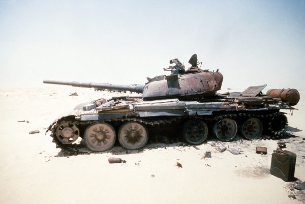 Iraqi ‘Saddam’ main battle tank destroyed in a Coalition attack during Operation Desert Storm.
