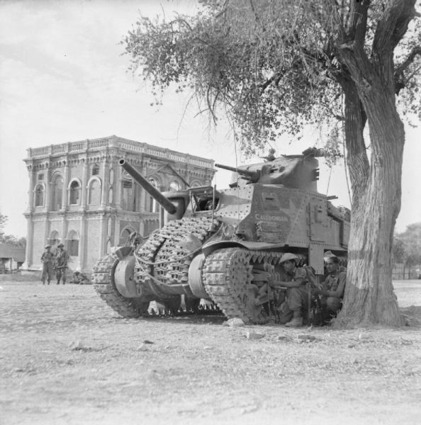 A British M3 Grant in Mandalay, Burma.