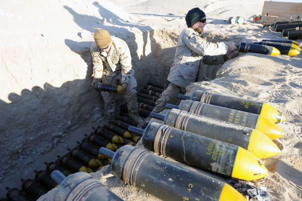 105 mm HESH rounds being prepared for disposal by the US Navy, 2011