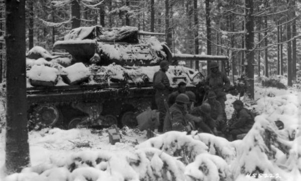 629th Tank Destroyer Battalion near Courtil, Belgium 20 January 1945
