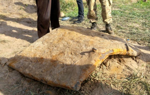 A large piece of armor plate, most likely from the turret.