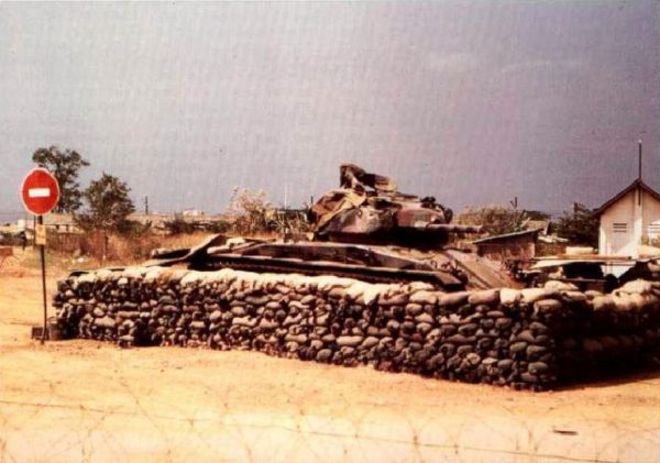 M24 tank serving as a guard post in Vietnam