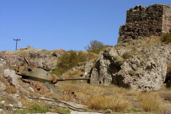 Remains of an M24 Chaffee tank in Sigri, Lesbos. By Petr Kraumann CC BY 3.0