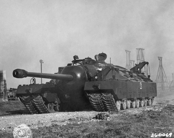 The T28 Super Heavy Tank at Aberdeen proving grounds in 1946.