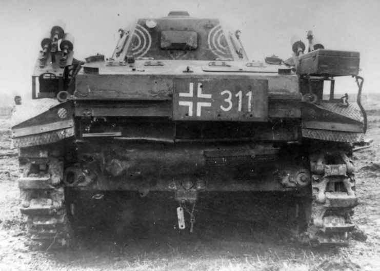 A Panzer II Flamingo code 311, rear view captured by Soviet troops.