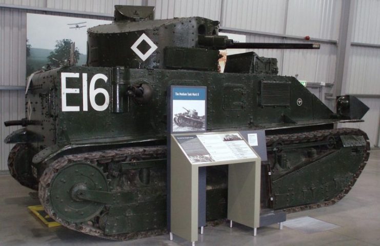 Vickers Medium Mark II at the Bovington Tank Museum.Photo DAVID HOLT CC BY-SA 2.0