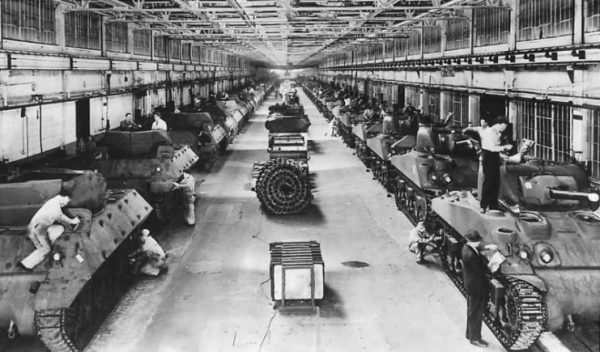 M10 And M4 Tanks On Production Line At Ford Plant 1943