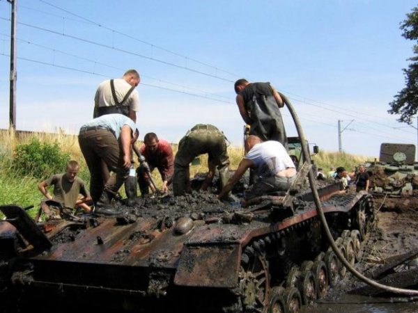 The Stug was recovered in two sections